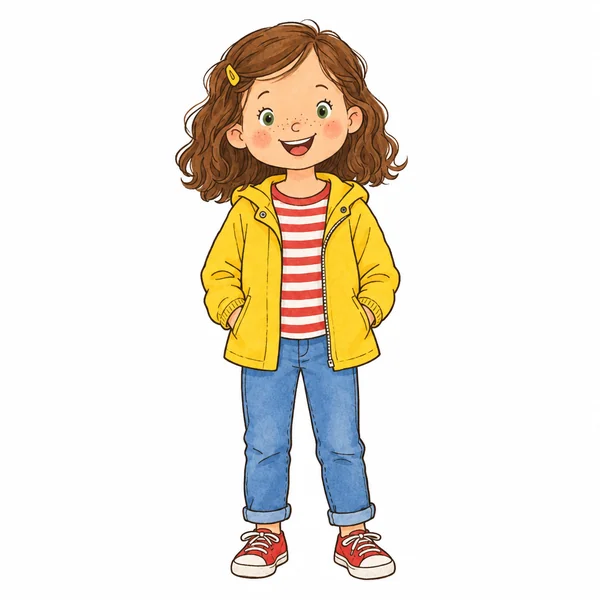 Mila dibujada como personaje con el estilo del libro de buscar y encontrar